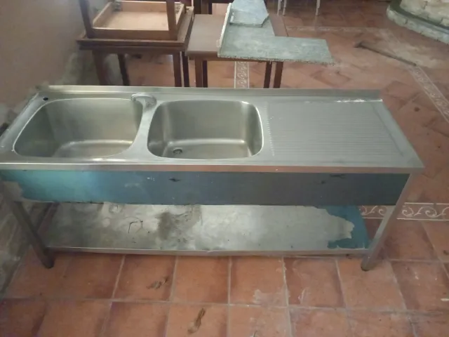 Fregadero industrial doble seno