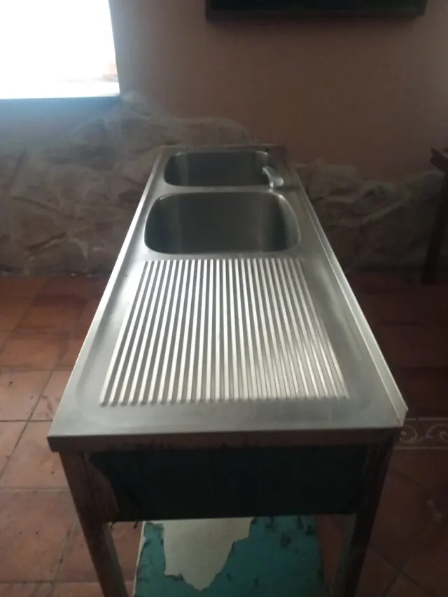 Fregadero industrial doble seno