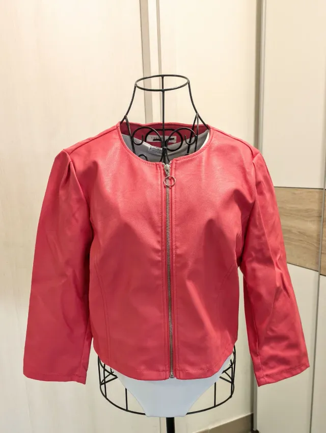 Giacca ecopelle donna rosa acceso XL