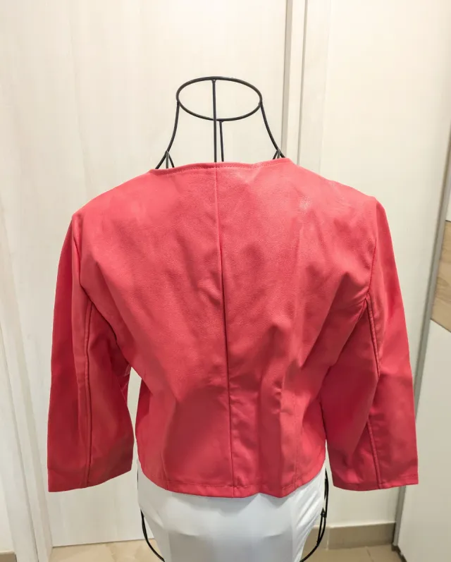 Giacca ecopelle donna rosa acceso XL
