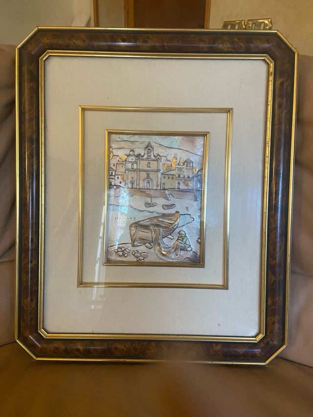 Quadro in argento con cornice in radica