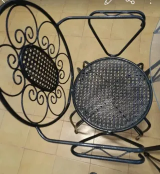 Mesa y 2 Sillas Terraza Cristal  de 80cm