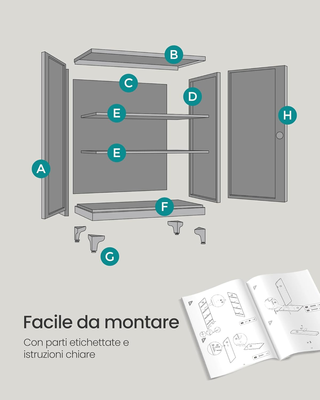 Armadietto in Metallo, Mobiletto Multiuso, Armadio