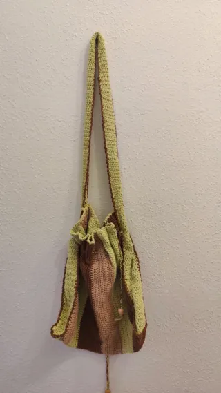 Bolso de ganchillo hecho a mano, de hombro, verde