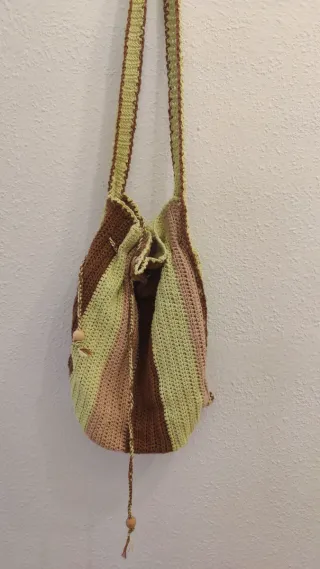 Bolso de ganchillo hecho a mano, de hombro, verde
