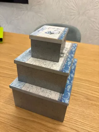 Set 3 scatole latta blu rose