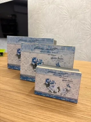 Set 3 scatole latta blu rose