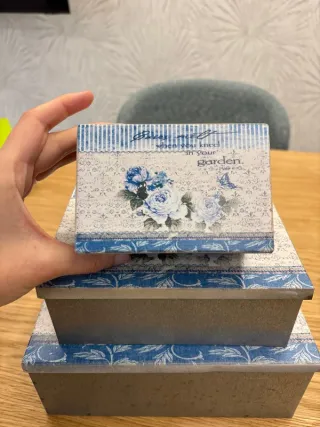 Set 3 scatole latta blu rose