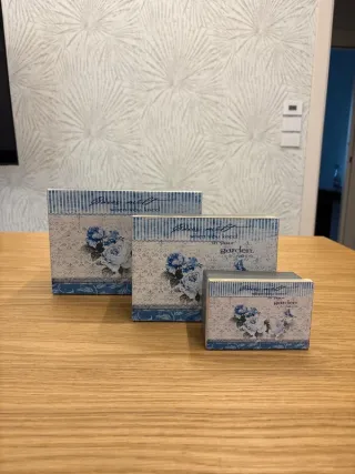 Set 3 scatole latta blu rose