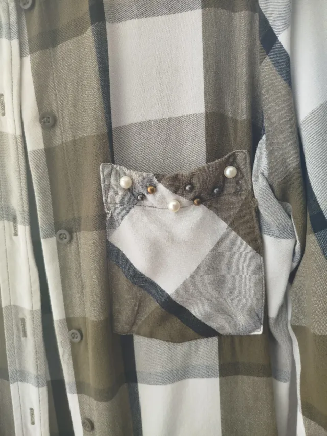 Camisa cuadros verde y blanco