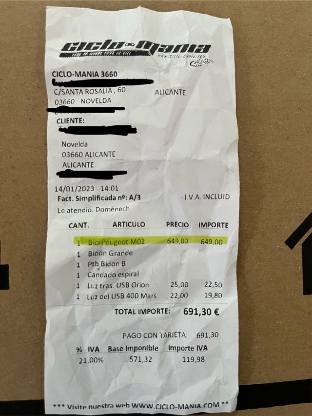 Bicicleta Montaña Peugeot M02 Amarilla