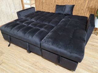 Sofá Cama Negro Terciopelo 210cm Arcón