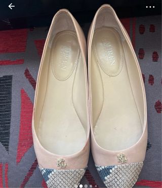 Manoletinas Lauren Ralph Lauren Camel y Pitón