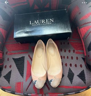 Manoletinas Lauren Ralph Lauren Camel y Pitón