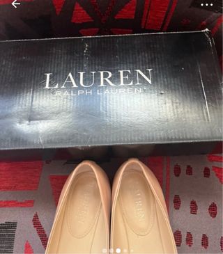 Manoletinas Lauren Ralph Lauren Camel y Pitón
