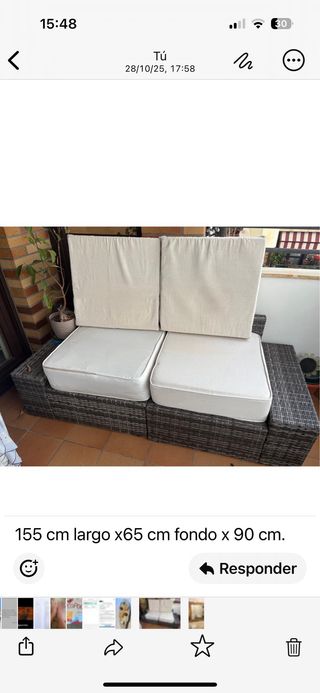 Sofá de mimbre para terraza beige
