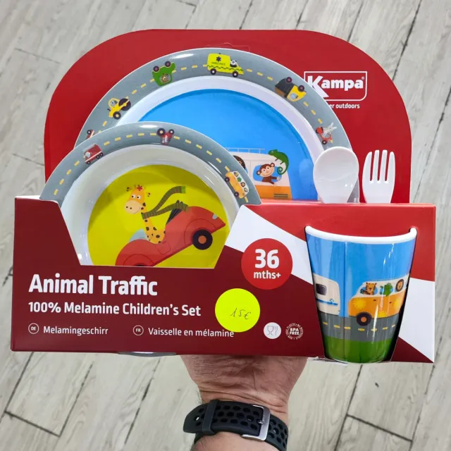Set Vajilla Melamina Infantil Kampa Animal Traffic