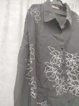 Camisa negra bordada mujer XXL