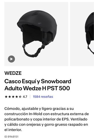 Casco Esquí y Snowboard Wedze Adulto HPST 500