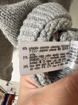 Jersey Zara Manga Plisada Lana Gris