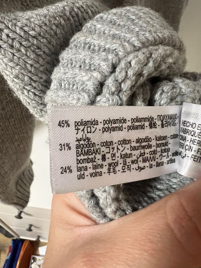 Jersey Zara Manga Plisada Lana Gris