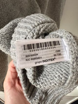 Jersey Zara Manga Plisada Lana Gris