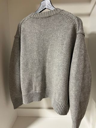 Jersey Zara Manga Plisada Lana Gris