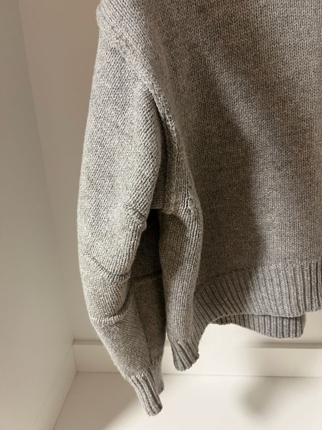 Jersey Zara Manga Plisada Lana Gris
