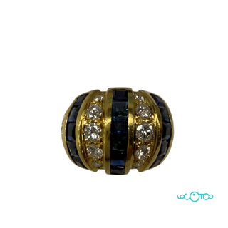 Sortija Oro 18k Brillantes y Zafiros Azules