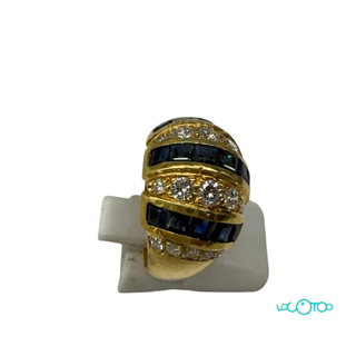 Sortija Oro 18k Brillantes y Zafiros Azules