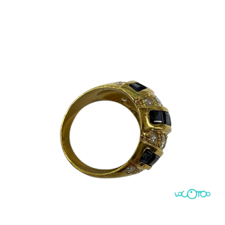 Sortija Oro 18k Brillantes y Zafiros Azules