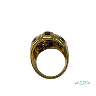 Sortija Oro 18k Brillantes y Zafiros Azules