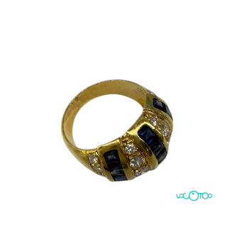 Sortija Oro 18k Brillantes y Zafiros Azules