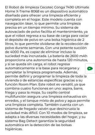 Robot Aspirador Conga 7490 Ultimate.