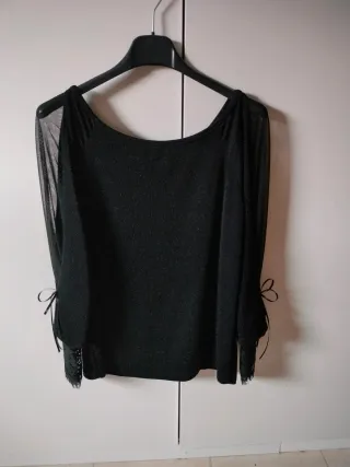 Blusa fiesta negra manga larga