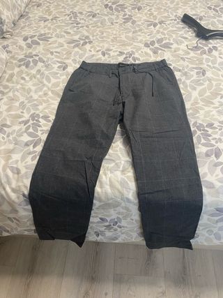 Pantalón cuadros gris Massimo Dutti T.42