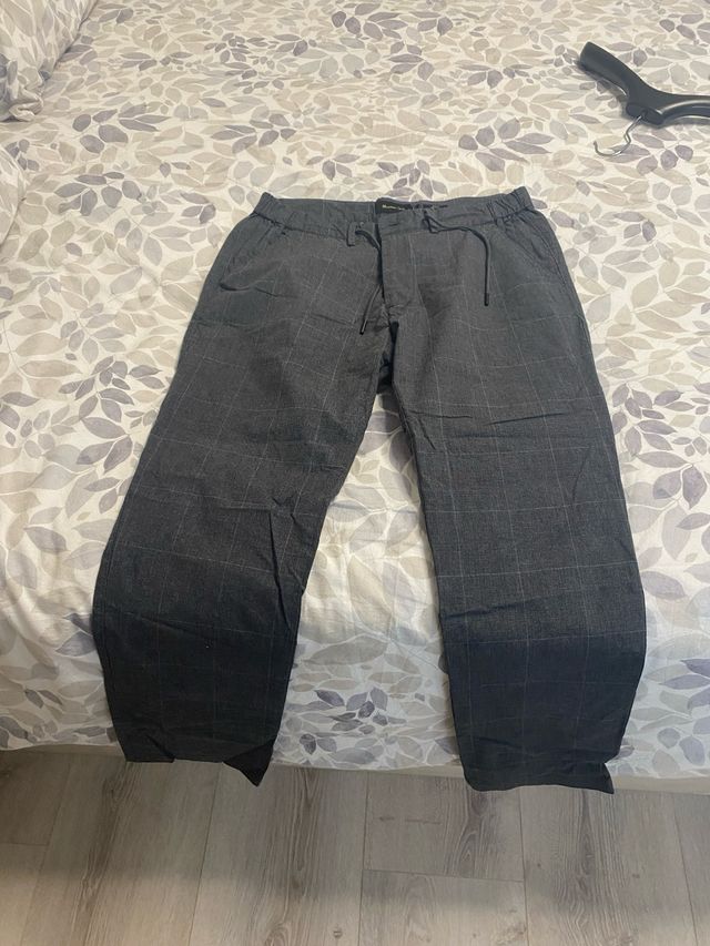 Pantalón cuadros gris Massimo Dutti T.42