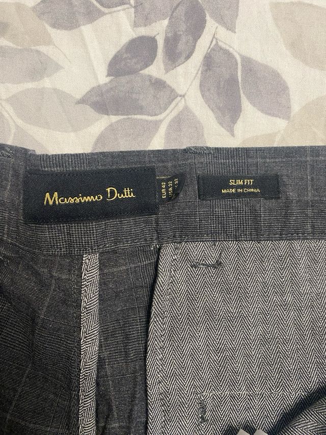 Pantalón cuadros gris Massimo Dutti T.42