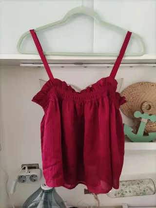 Top tirantes boho Mango rojo