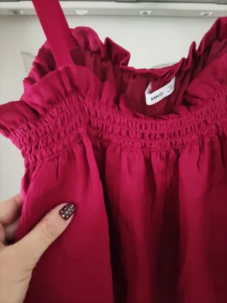 Top tirantes boho Mango rojo