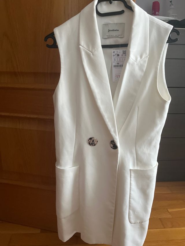 Chaleco Vestido Blanco Stradivarius Talla S