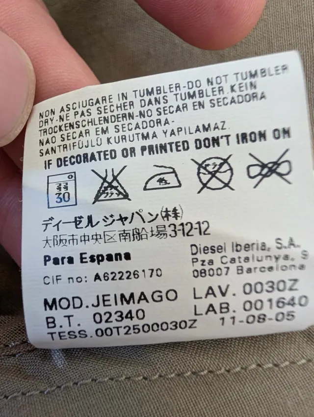 Gabardina Diesel Beige Talla XL