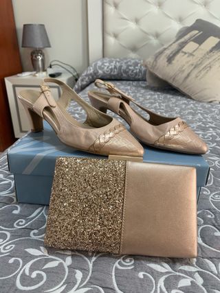 Zapatos Juan Montesinos Oro Rosa Talla 38