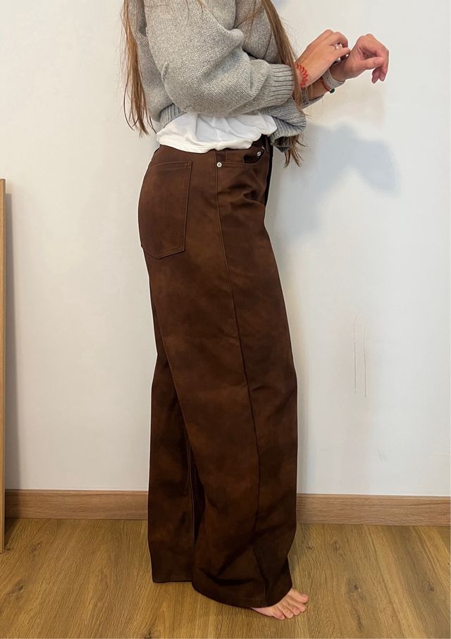 Pantalones Zara efecto ante marrones