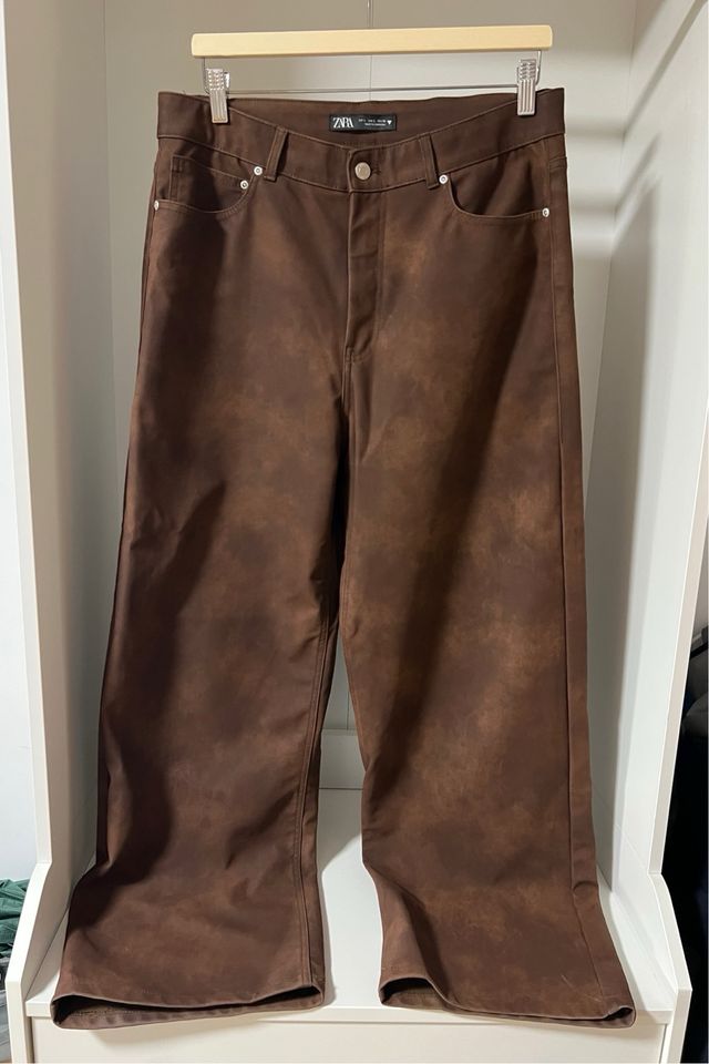Pantalones Zara efecto ante marrones
