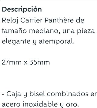 Reloj Cartier Panthère Mediano Oro y Acero