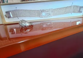 Pulsera y Anillo Bisutería Plateada