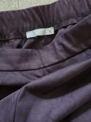 ZARA Conjunto efecto suede marron púrpura Talla S