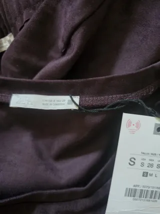 ZARA Conjunto efecto suede marron púrpura Talla S