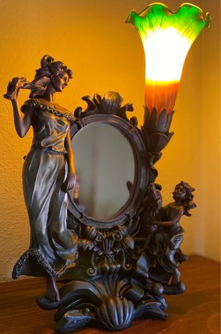 Lampada Art Nouveau con Specchio